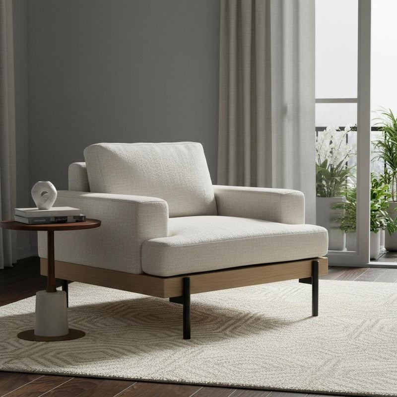 41" Fabric Arm Chair - Cream And Black