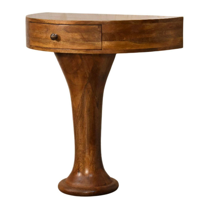 Half Circle Pedestal Console Table With Drawer - Amber
