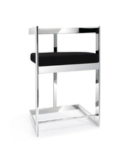 Load image into Gallery viewer, Velvet And Stainless Steel Low Back Counter Height Bar Chair - Black And Silver
