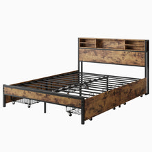 Load image into Gallery viewer, Queen Bed Frame with  Storage Headboard and 4 Drawers
