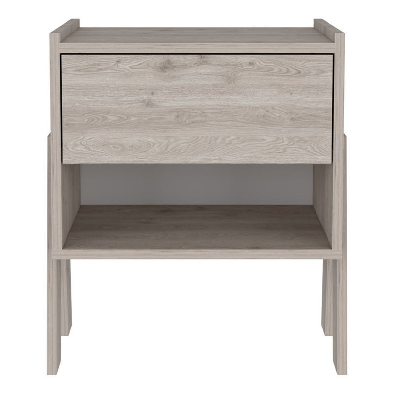 22" One Drawer Faux Wood Nightstand - Light Gray
