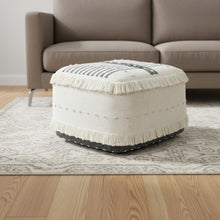Load image into Gallery viewer, Cotton Ottoman Square - White / Black
