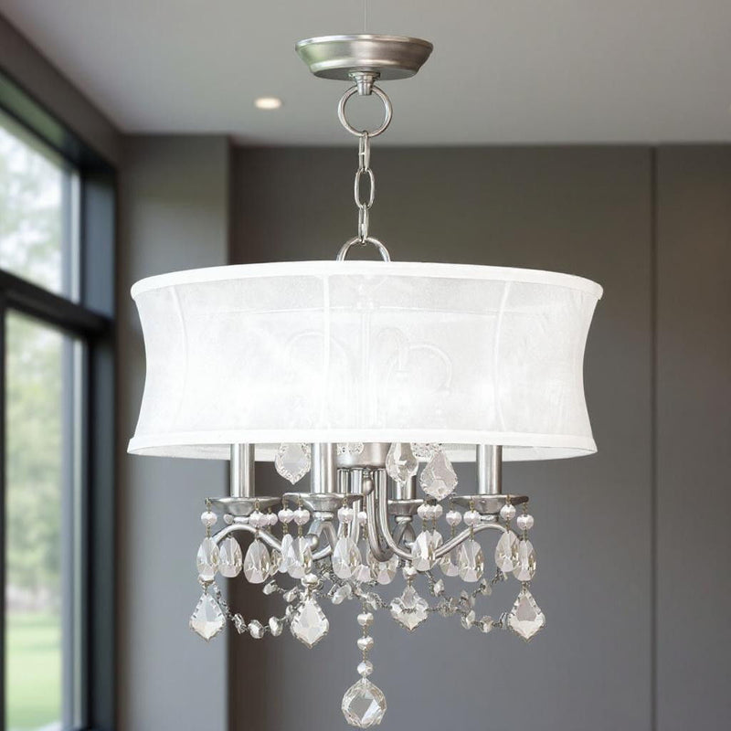18" Four Light Dimmable Chandelier With Shades - Nickel