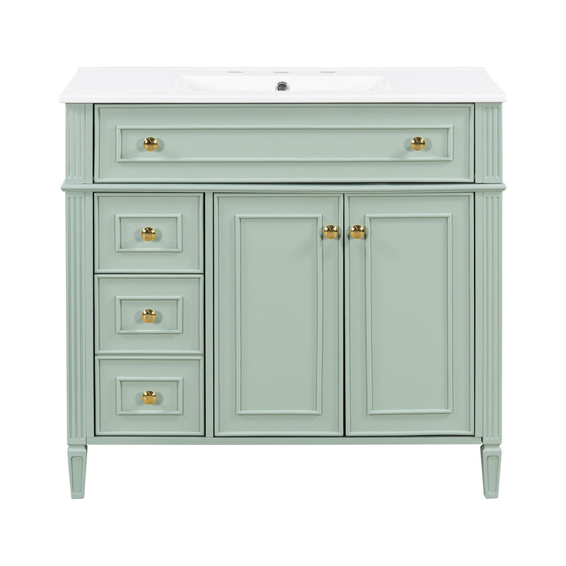 Bathroom Vanity With Sink, 3 Drawers & 2 Doors