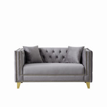 Load image into Gallery viewer, 2 Seater Deep Seat Sofa, Sofa With Button Nailhead, Square Arm Couches, Furniture For Living Room - Gray
