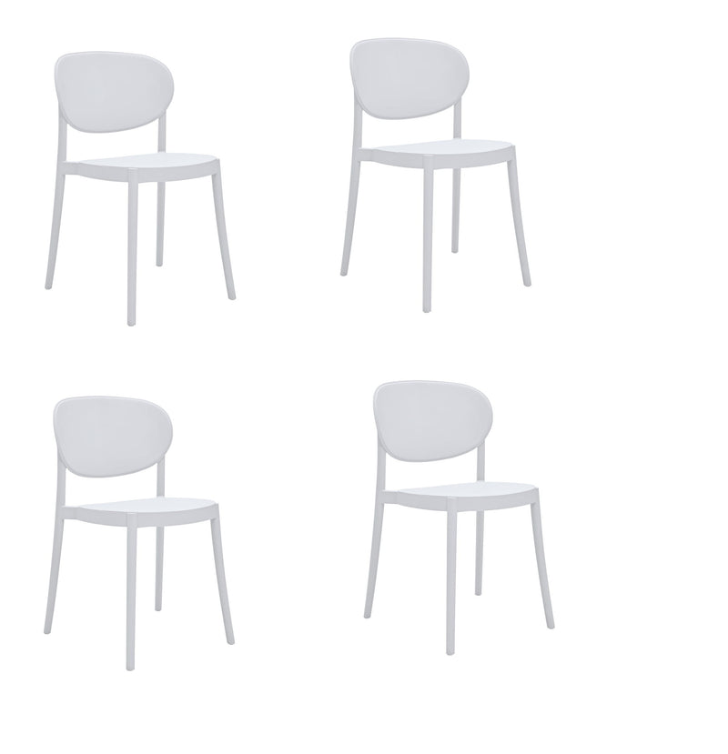Heavy Duty Plastic Partially Open Back Dining Side Chairs (Set of 4) - White