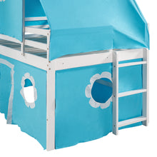 Load image into Gallery viewer, Twin Size Bunk Bed with Slide Blue Tent and Tower - Blue
