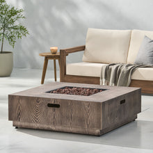 Load image into Gallery viewer, Wellington Square Iron Fire Pit With Wood Pattern Design And 50,000 Btu Output
