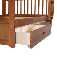 Load image into Gallery viewer, Full-Over-Full Bunk Bed with Ladders and Two Storage Drawers (Walnut)(OLD SKU:LT000365AAD)
