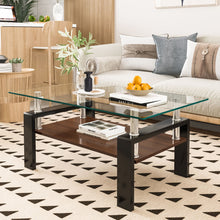 Load image into Gallery viewer, Modern Rectangular Coffee Table With Tempered Glass Top Layer, Table For Living Room - Transparent
