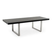 Load image into Gallery viewer, Wood Stainless Steel Removable Leaf Sled Base Extendable Dining Table - Black / Silver
