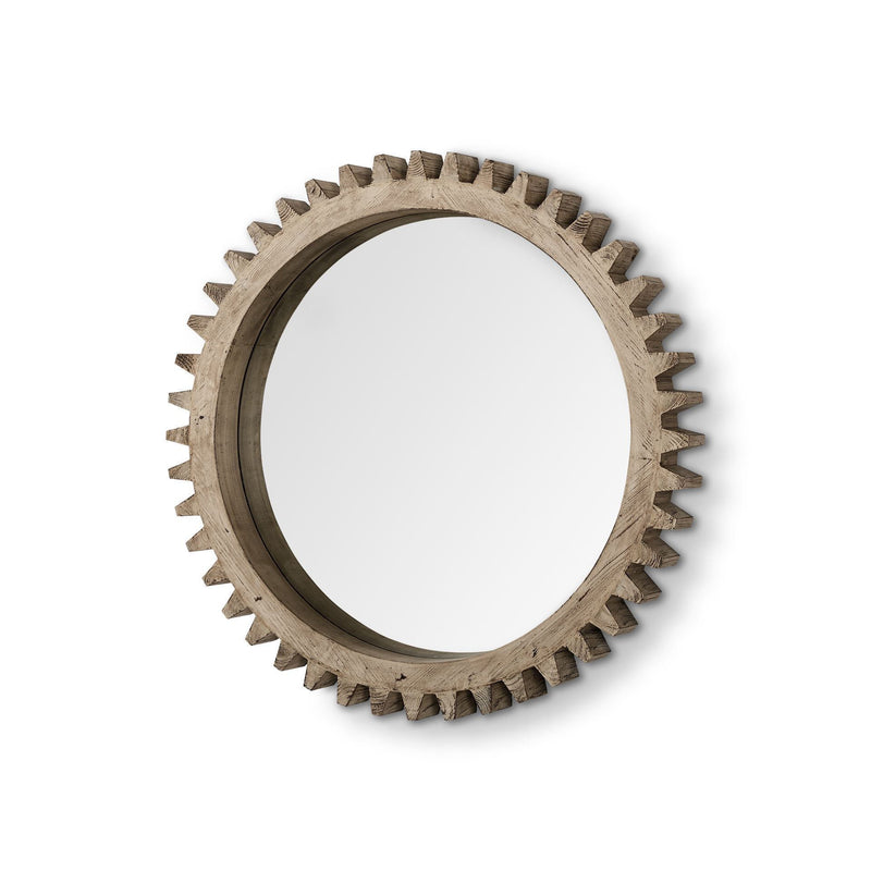 35" Abstract Wood Framed Accent Mirror - Brown
