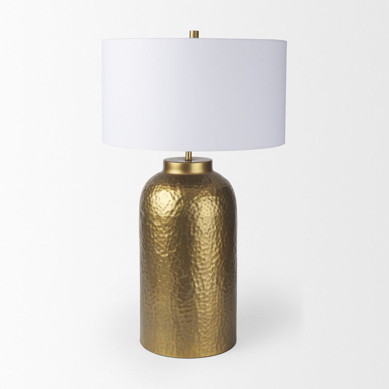 Novelty Table Lamp With Drum Shade - Gold / White