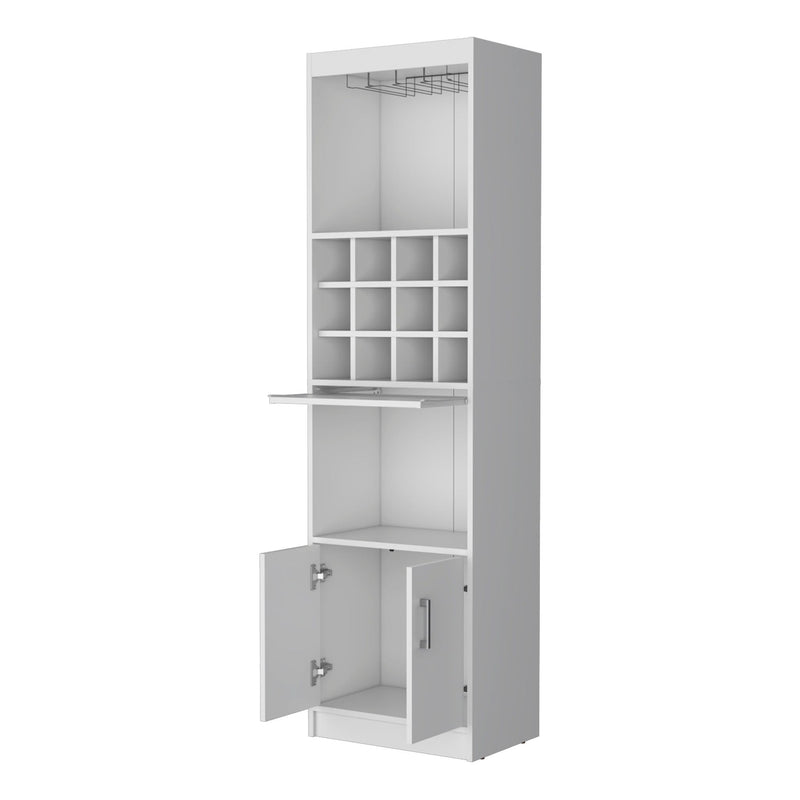 71" Wood Bar Cabinet With Two Doors - White