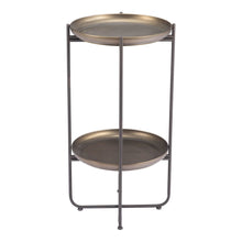 Load image into Gallery viewer, 32" Steel Round Pedestal End Table - Bronze And Gray
