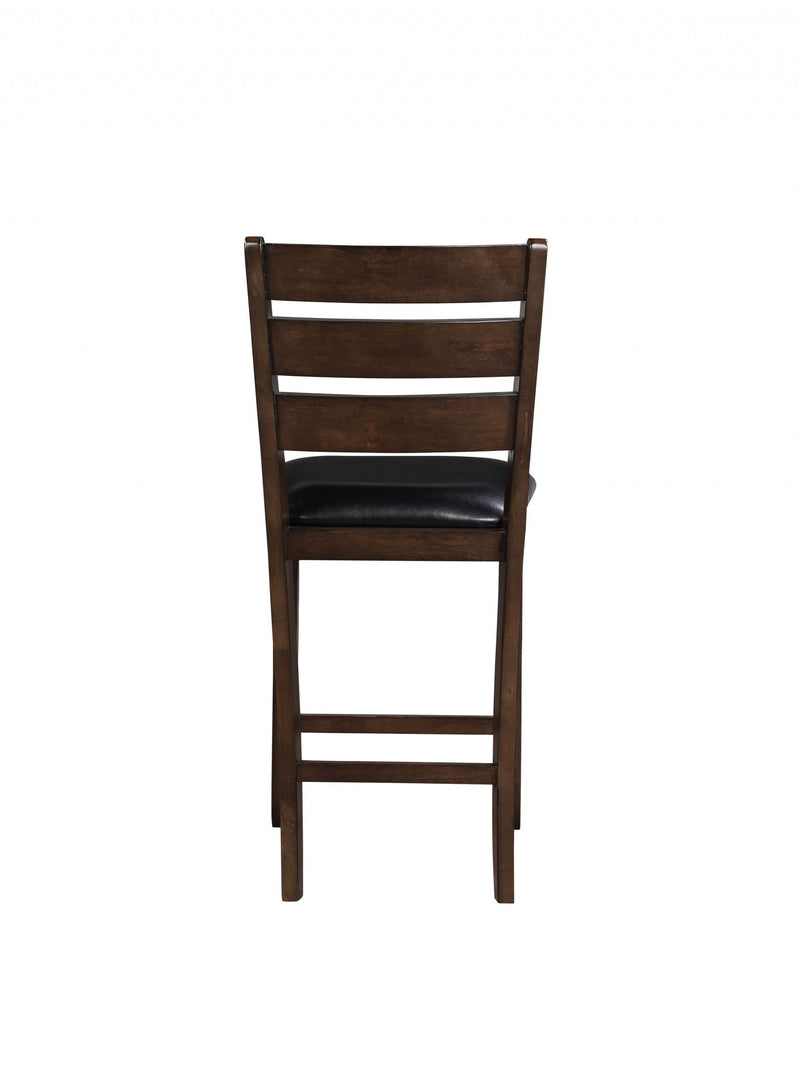 Faux Leather And Solid Wood Counter Height Bar Chairs (Set of 2) - Black And Brown