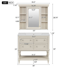 Load image into Gallery viewer, Bathroom Vanity With Medicine Cabinet, Storage Cabinet With 4 Drawers, Adjustable Shelf Mirror
