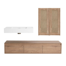 Load image into Gallery viewer, Modern Wall Mounted Bathroom Vanity With Resin Sink And 2 Side Cabinet, Imitative, Construction - Imitative Oak
