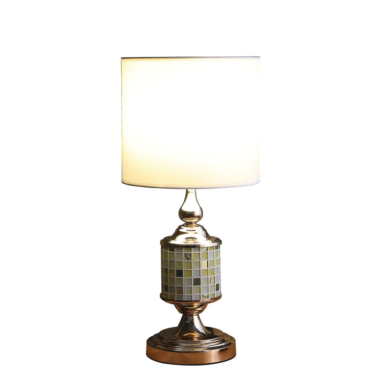 Bedside Table Lamp With White Drum Shade - Gold