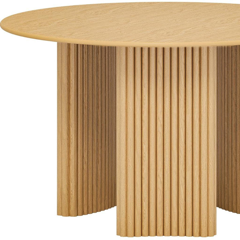 Solid Wood Three Leg Base Round Top Dining Table - Natural