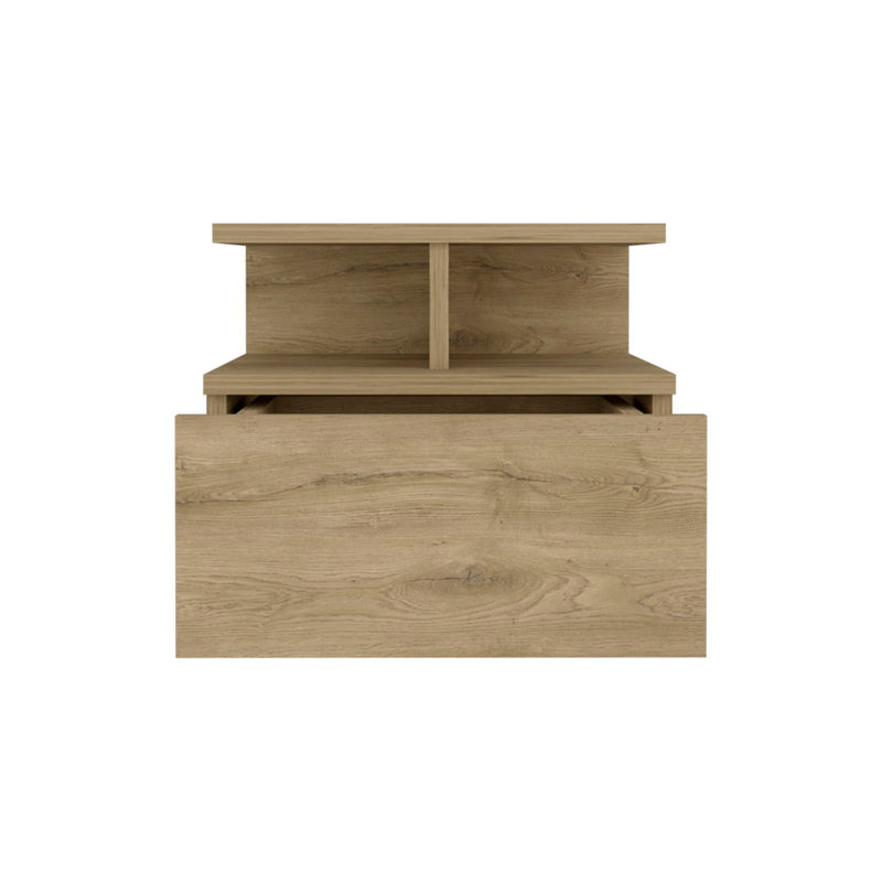 12" One Drawer Faux Wood Floating Nightstand - Light Brown