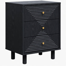 Load image into Gallery viewer, 3 Drawer Nightstand - Black - Wood
