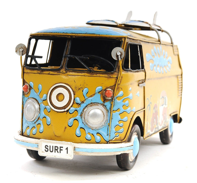 Hand Painted c1967 Volkswagen Deluxe Model Car - Blue / Yellow