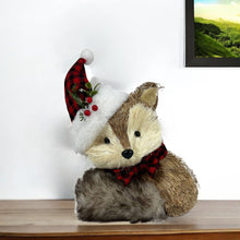 Load image into Gallery viewer, Straw Fox Christmas Figurine - Brown / White / Red
