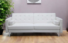 Load image into Gallery viewer, Faux Leather Sofa With Silver Legs - White
