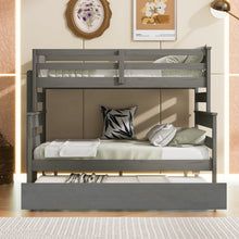 Load image into Gallery viewer, Wood Twin over Full Bunk Bed with Twin Size Trundle, Gray
