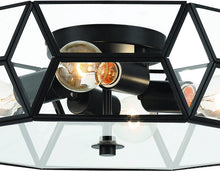 Load image into Gallery viewer, 18'' Unique Statement Four Light Metal Dimmable Flush Chandelier With Shades - Black

