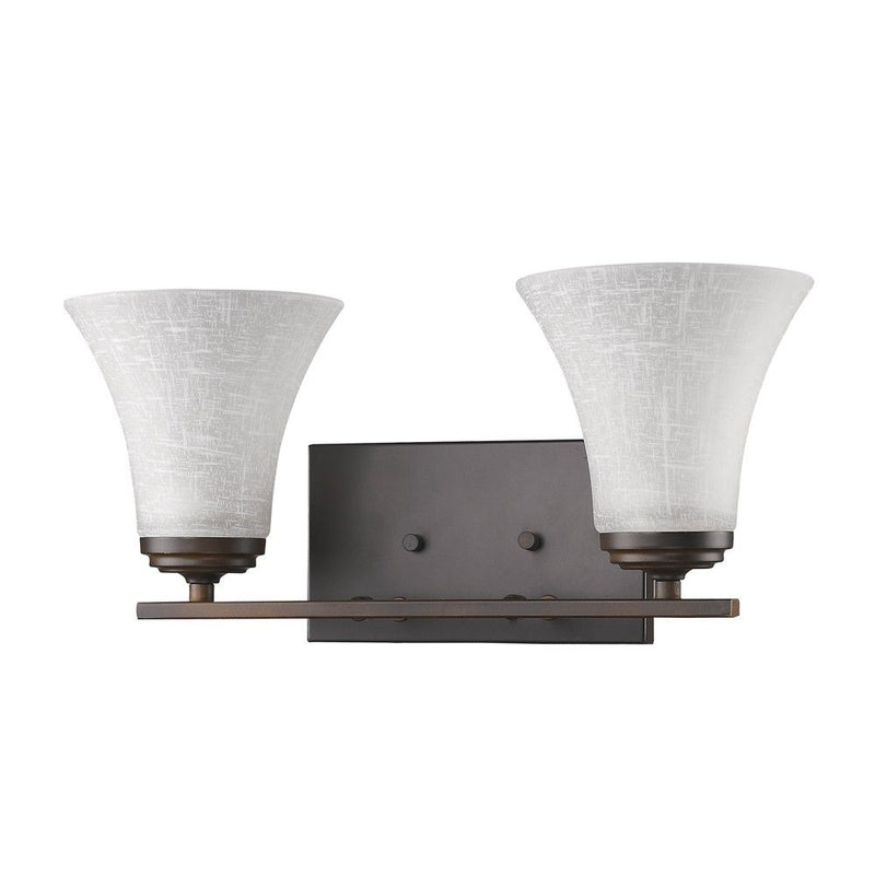 Two Light Wall Light With Tapered Glass Shade - Bronze