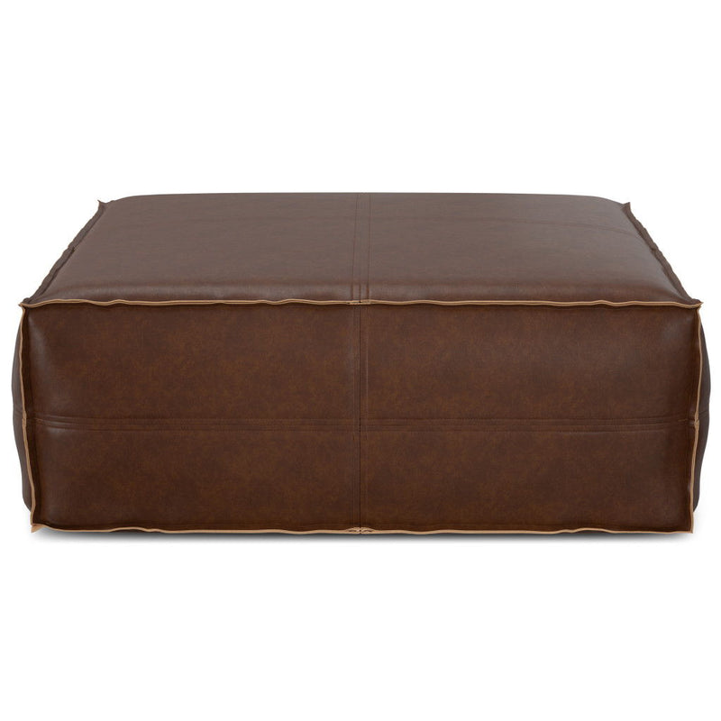 36" Pouf Ottoman Faux Leather - Brown