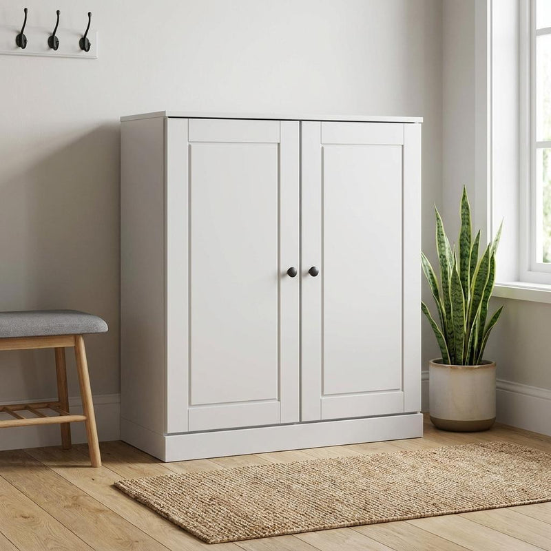 Twenty Pair Solid Woodshoe Storage Cabinet (752358) - White