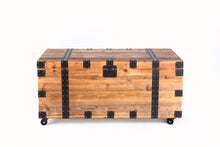 Load image into Gallery viewer, Trunk Table With Four Wheel Large Capacity Storage Coffee Table - Natural / Black

