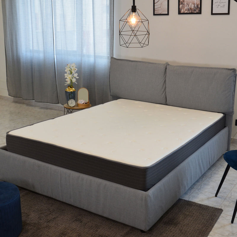 8" Pocket Spring Hybrid Bed In A Box Mattress, Soft Gel Memory Foam - Gray / White - Full