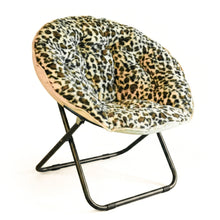 Load image into Gallery viewer, Tufted Faux Fur Leopard Folding Lounge Chair - Beige / Brown
