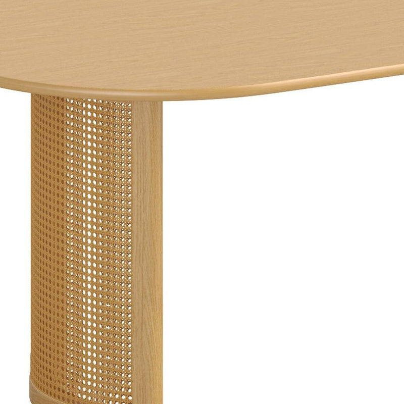 Solid Wood Double Pedestal Base Oval Dining Table - Natural