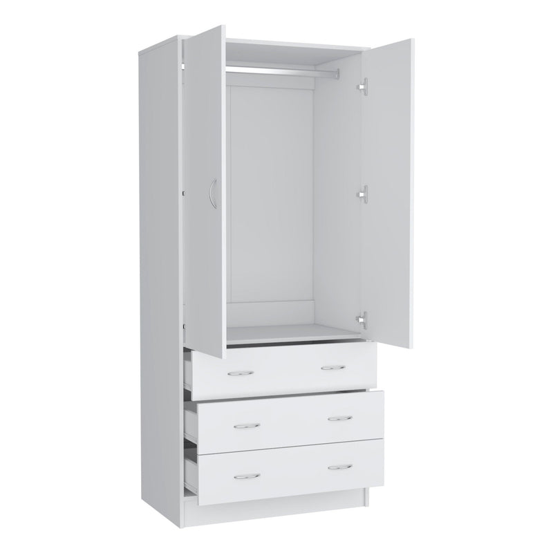 71" Two Door Three Drawer Combo Dresser - White