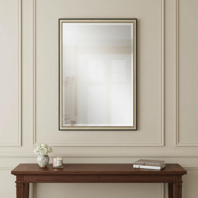 38" Solid Wood Framed Accent Mirror - Silver