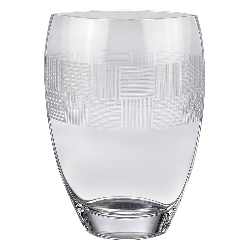 With Geometric Pattern Oval Table Vase - Clear