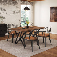 Load image into Gallery viewer, 5 Piece Industrial Style Indoor Upholstered Dining Set With Metal Legs - Brown
