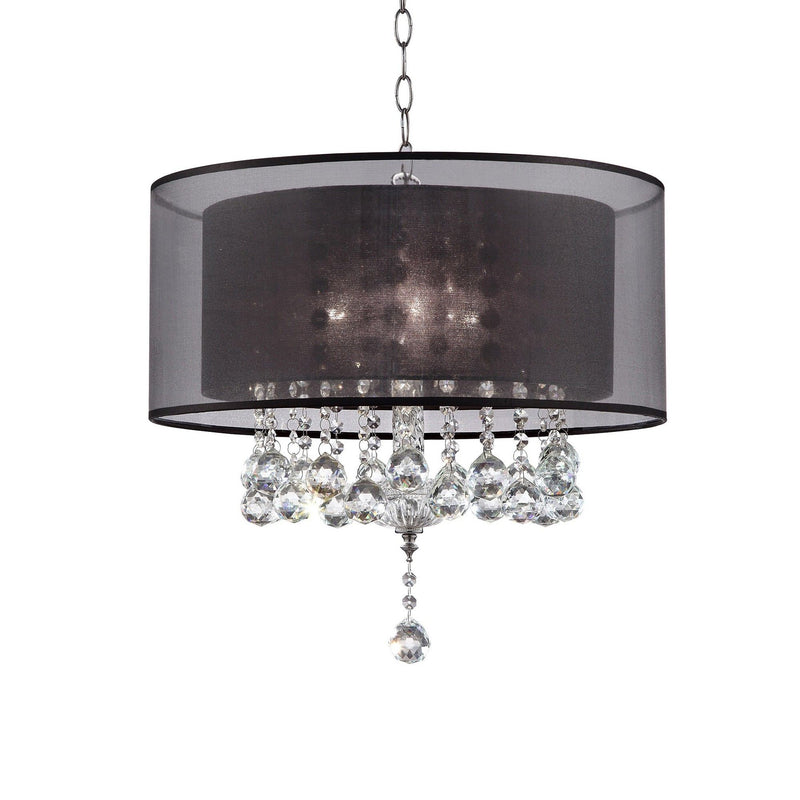 Contempo Ceiling Lamp With Black Shade And Crystal Accents - Silver