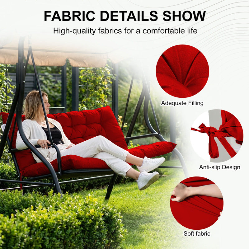 3 Seater Outdoor Porch Swing Cushion With Backrest