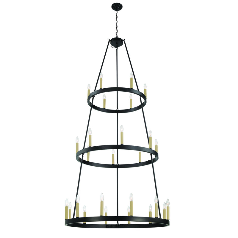 84'' Candle Style Multi Light Metal Dimmable Chandelier - Black