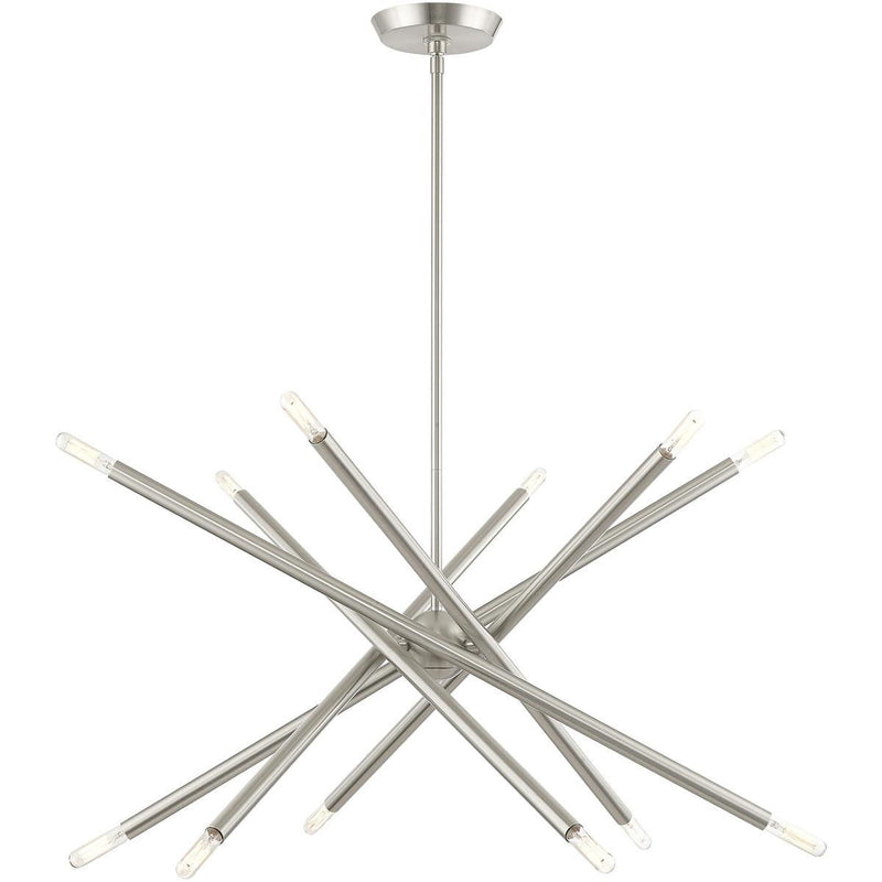 Six-Light Dimmable Chandelier With Shades - Nickel