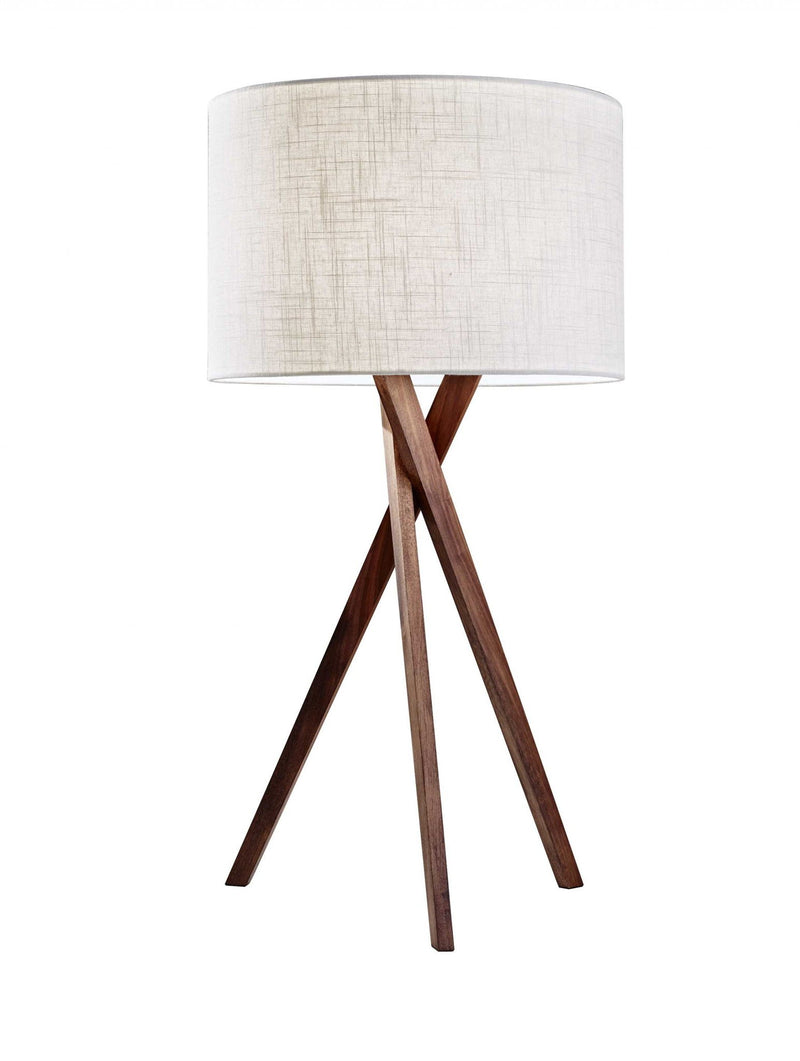 Tripod Leg Table Lamp - Walnut Wood