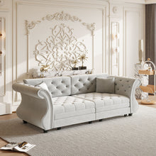 Load image into Gallery viewer, Oversized Chesterfield Pull Out Sofa Bed, Roll Arm Couch With Flower Tufting For Living Room
