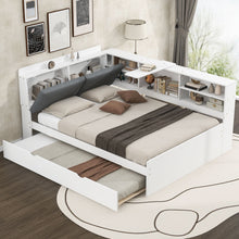 Load image into Gallery viewer, Platform Bed With Trundle, Shelves, And Storage Headboard
