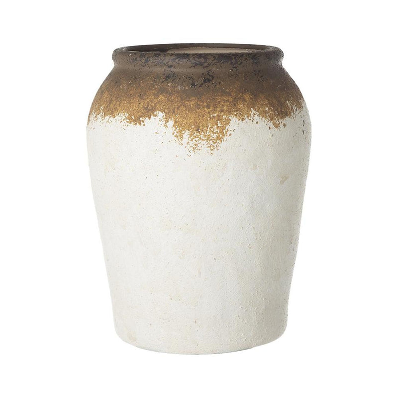 Block Round Jug Vase - Brown / White